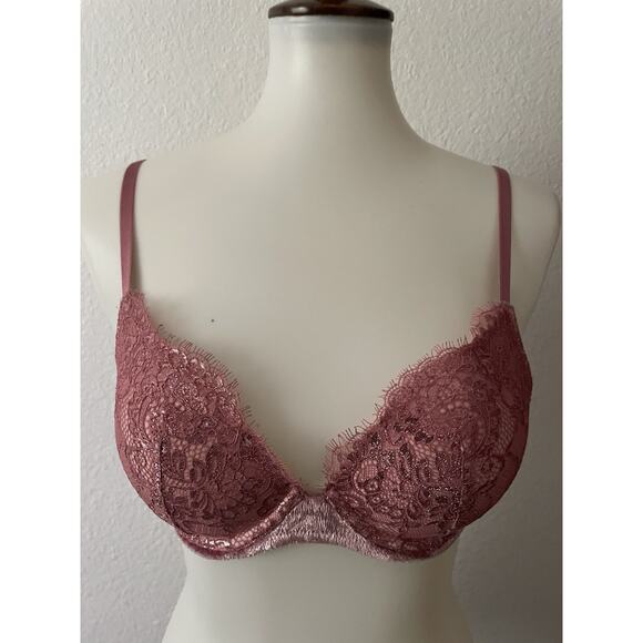 Victoria's Secret Bra Lingerie Push Up Lace Eyelash Velvet - Picture 1 of 11